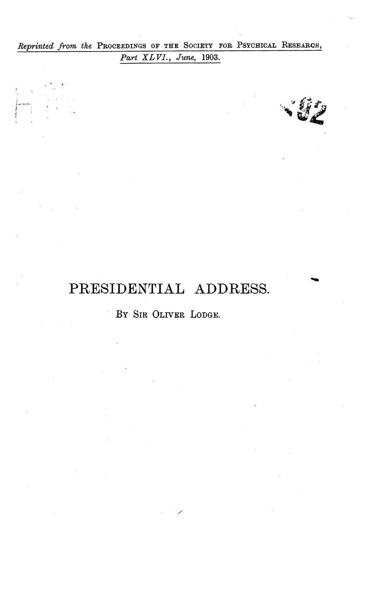 BY SIR Oliver Lodge, Lodge by Presidential address