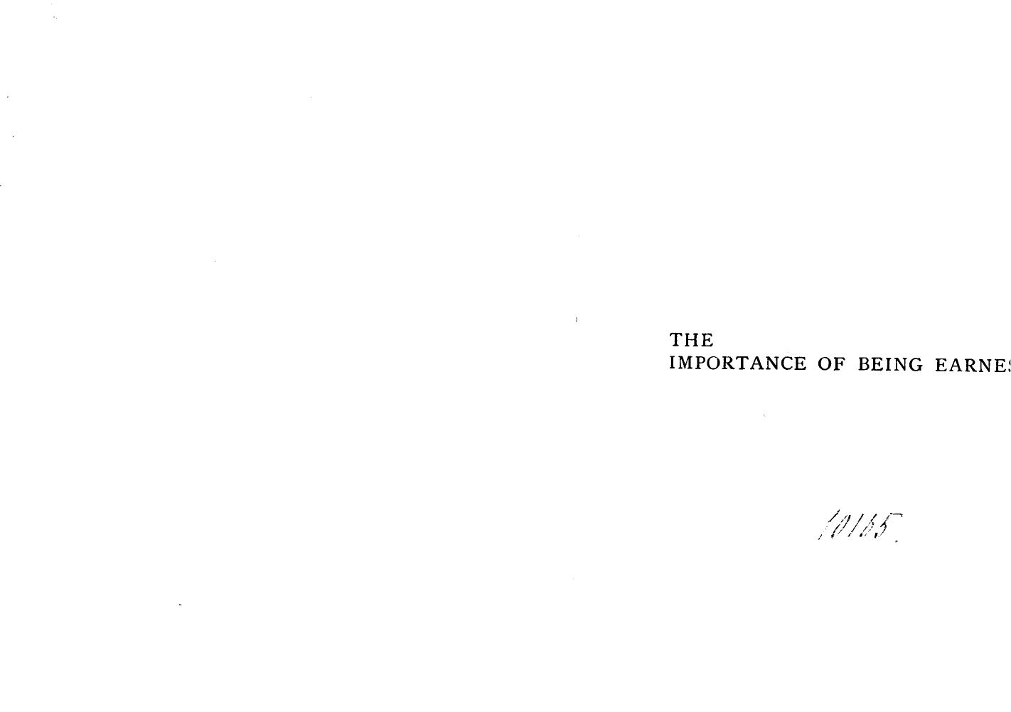 BY THE Author OF LADY Windermere's FAN - The importance of being earnest by 1899