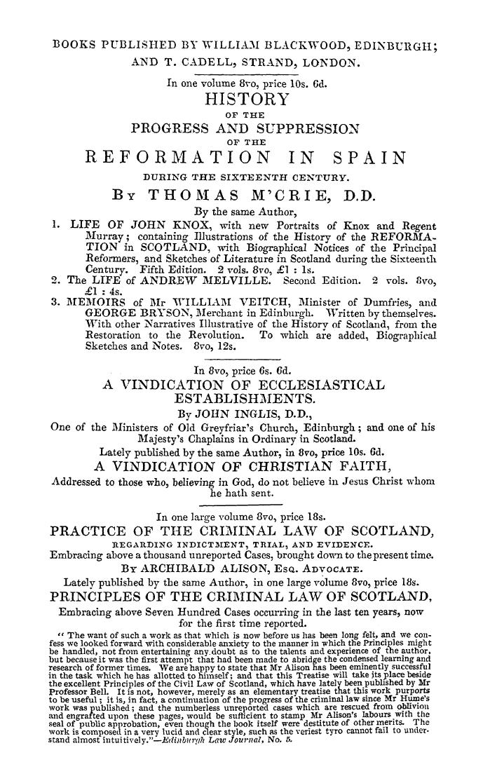 BY Thomas M'crie, D.D. - History of the progress and suppression of the reformation in italy in the sixte by 1833
