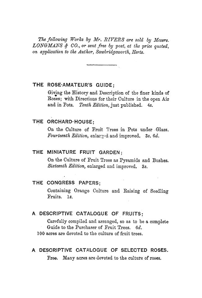 BY Thomas Rivers, Rivers - The rose-amateur's guide by 1872