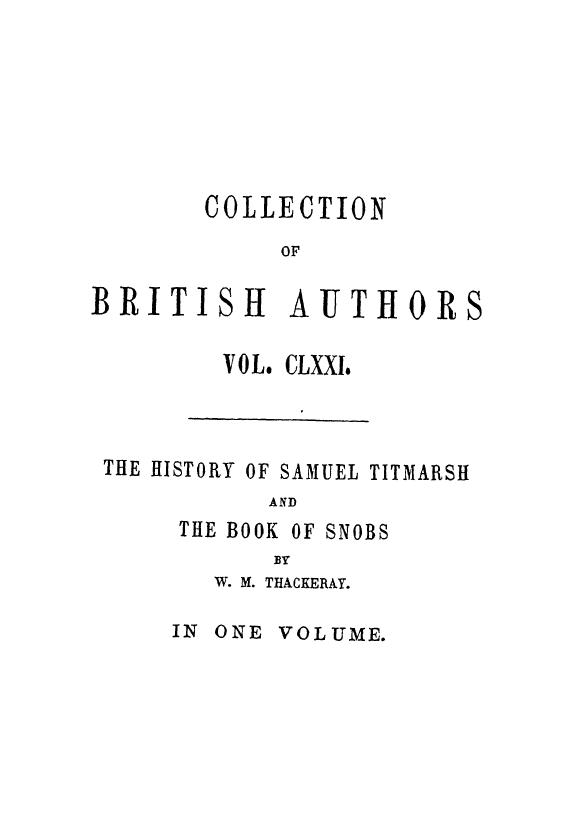 BY W.M. Thackeray, Thackeray - The history of samuel titmarsh and the great hoggarty diamond by 1849