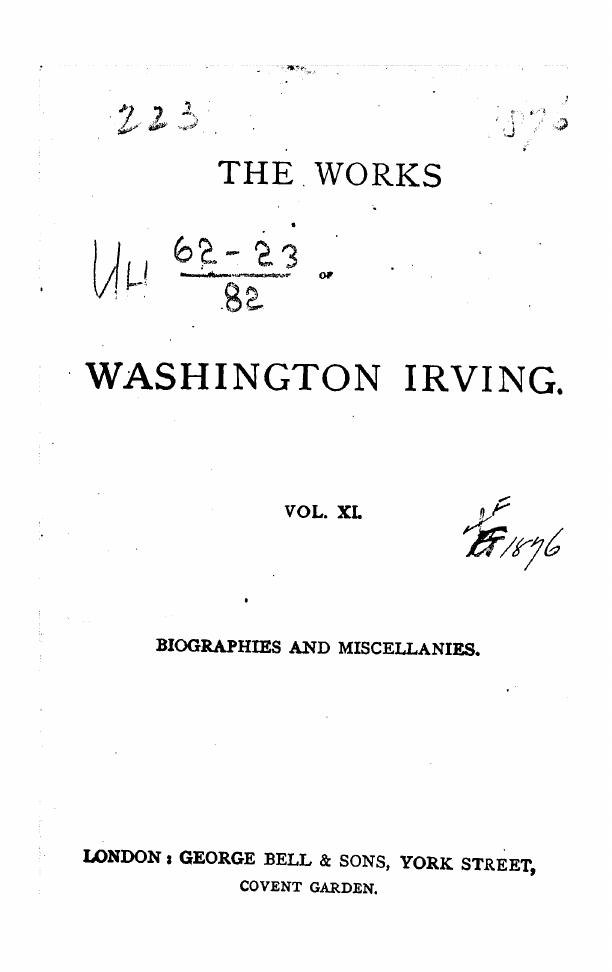 BY Washington Irving - Biographies and miscellanies by 1885