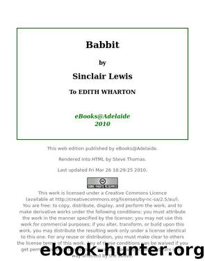 Babbit by Lewis Sinclair 1885-1951