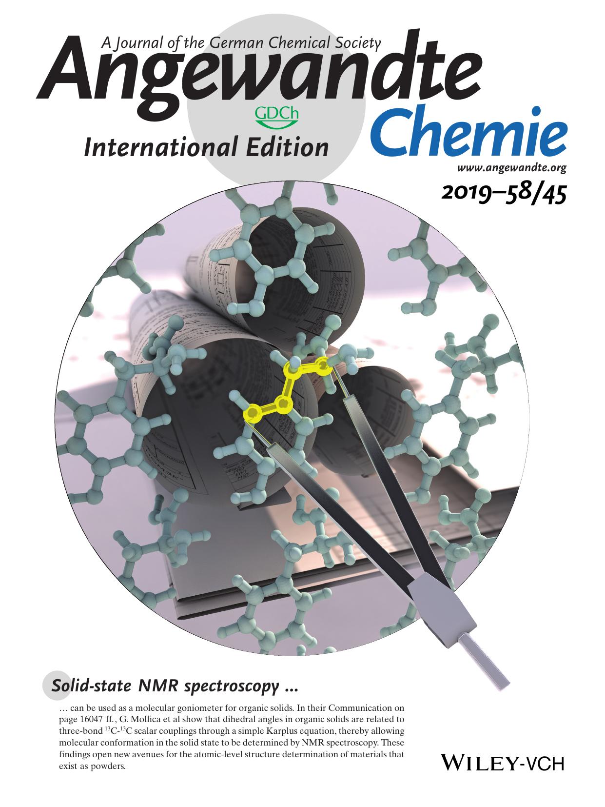 Back Cover: A Karplus Equation for the Conformational Analysis of Organic Molecular Crystals (Angew. Chem. Int. Ed. 452019) by Unknown