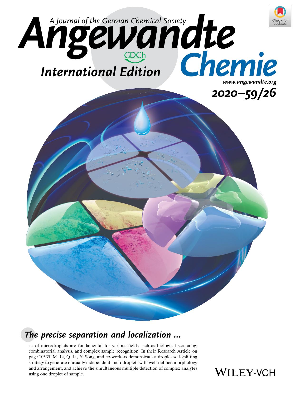 Back Cover: Droplet Precise SelfâSplitting on Patterned Adhesive Surfaces for Simultaneous Multidetection (Angew. Chem. Int. Ed. 262020) by Unknown