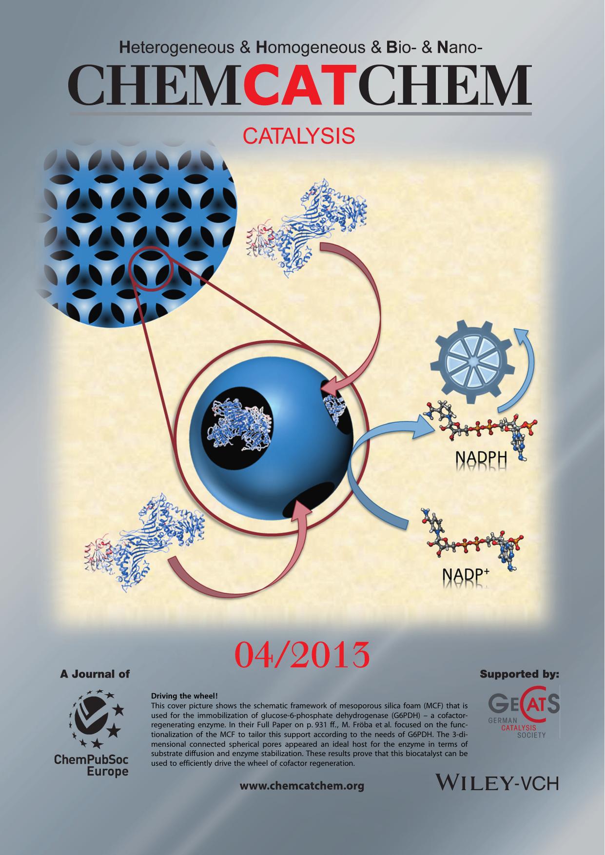 Back Cover: On the Way to Cofactor Regeneration in Nanopores: Tailoring Porous Materials for Glucose6phosphate Dehydrogenase Immobilization (ChemCatChem 42013) by Unknown
