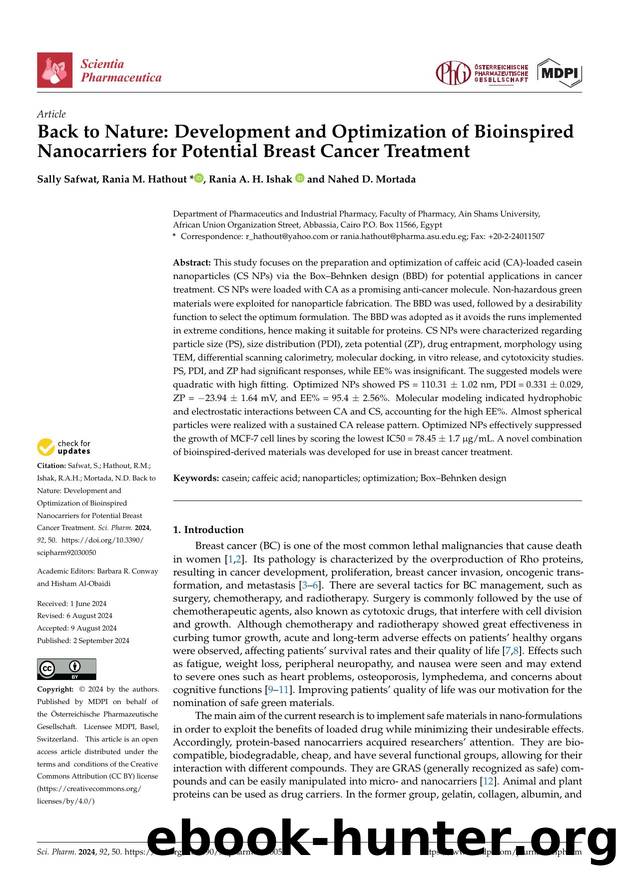 Back to Nature: Development and Optimization of Bioinspired Nanocarriers for Potential Breast Cancer Treatment by Sally Safwat Rania M. Hathout Rania A. H. Ishak & Nahed D. Mortada