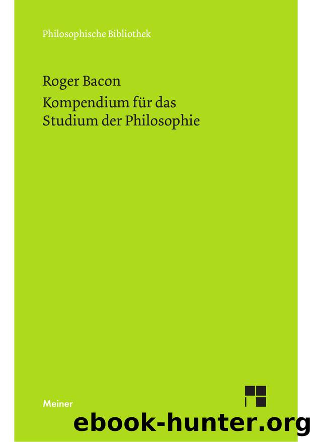 Bacon by Kompendium für das Studium der Philosophie (9783787328048)