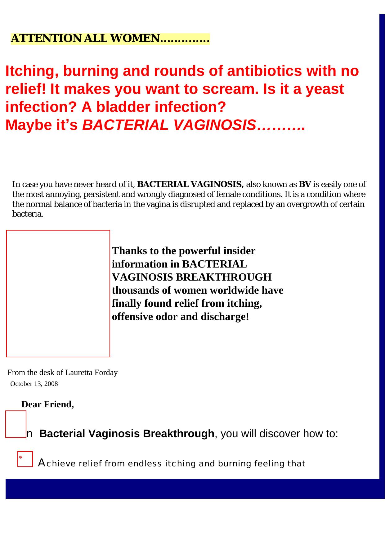 Bacterial Vaginosis Breakthrough. by Best of Kuszter's Collection