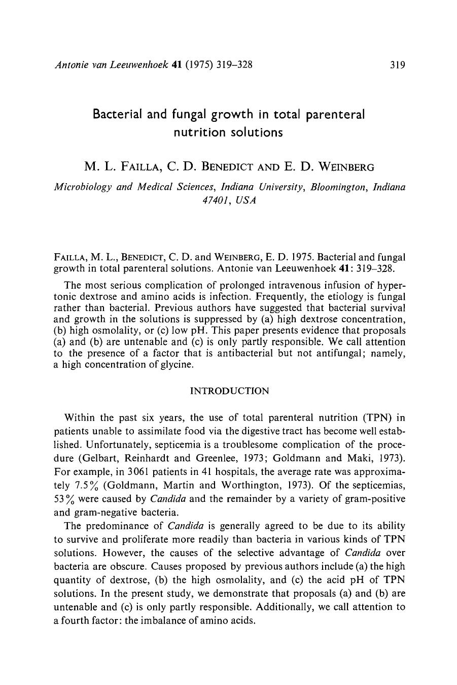 Bacterial and fungal growth in total parenteral nutrition solutions by Unknown