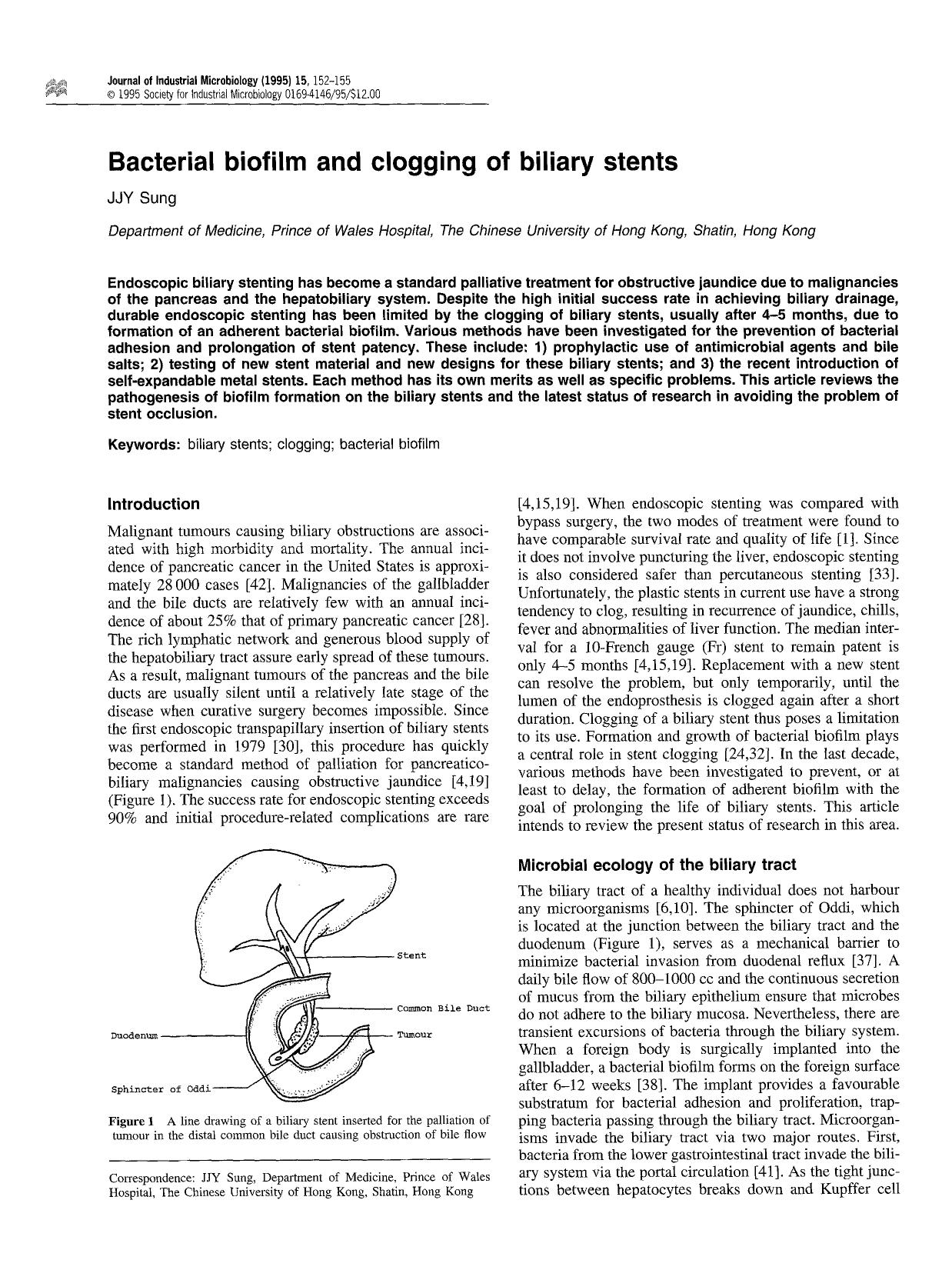 Bacterial biofilm and clogging of biliary stents by Unknown