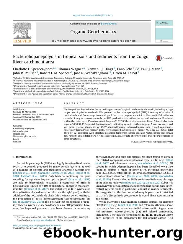 Bacteriohopanepolyols in tropical soils and sediments from the Congo River catchment area by unknow