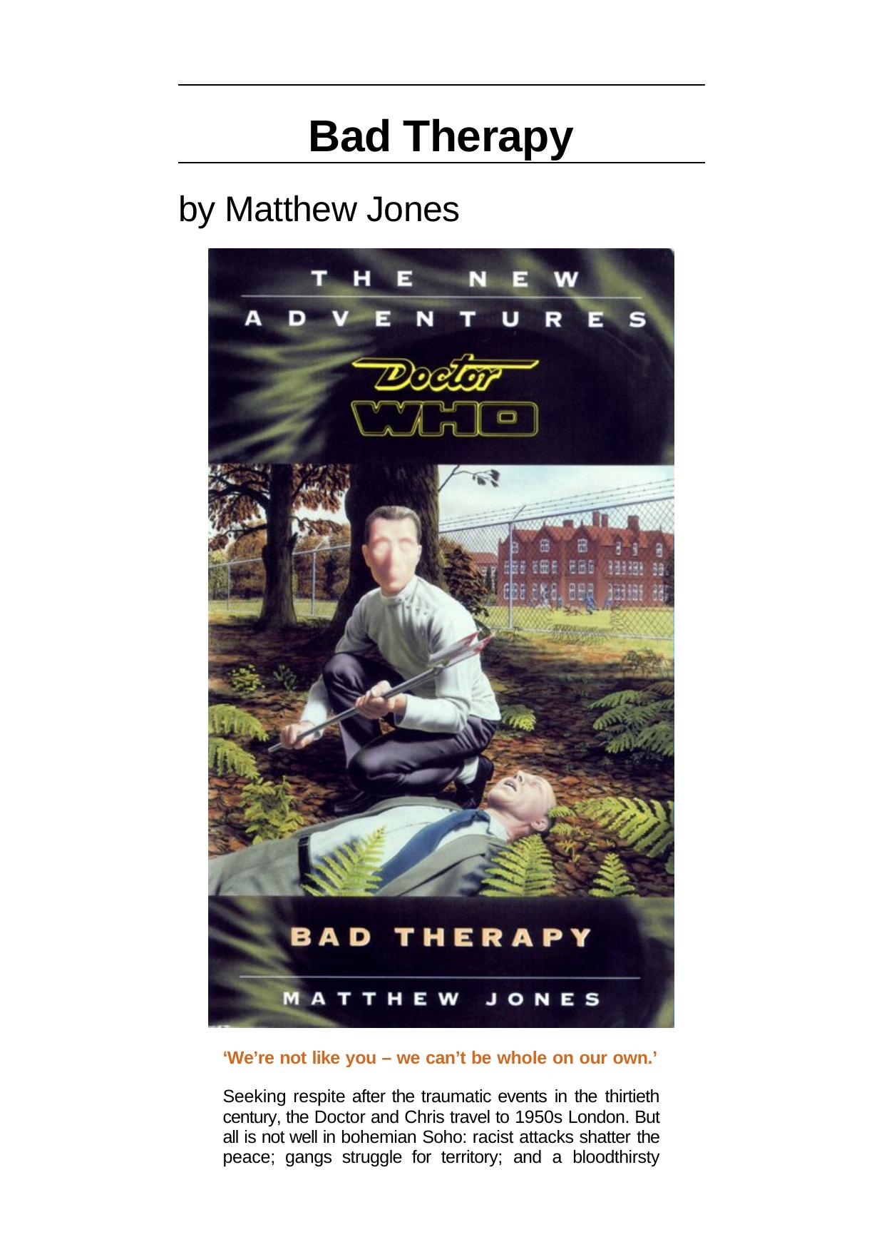 Bad Therapy (New Doctor Who Adventures) by Matthew Jones
