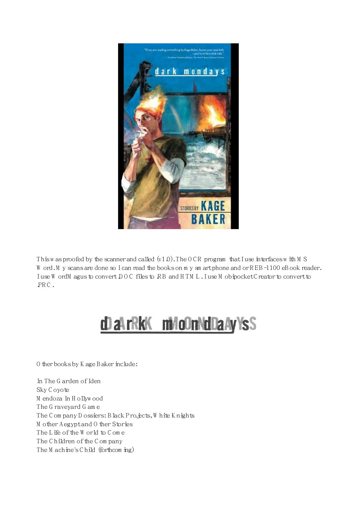Baker, Kage - Dark Mondays by Baker Kage