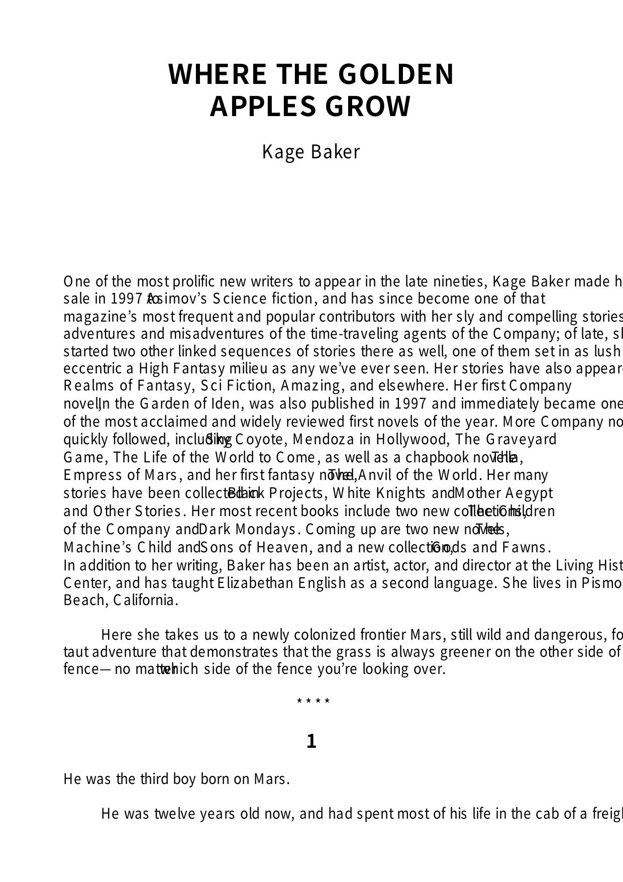 Baker, Kage - Where the Golden Apples Grow by Baker Kage