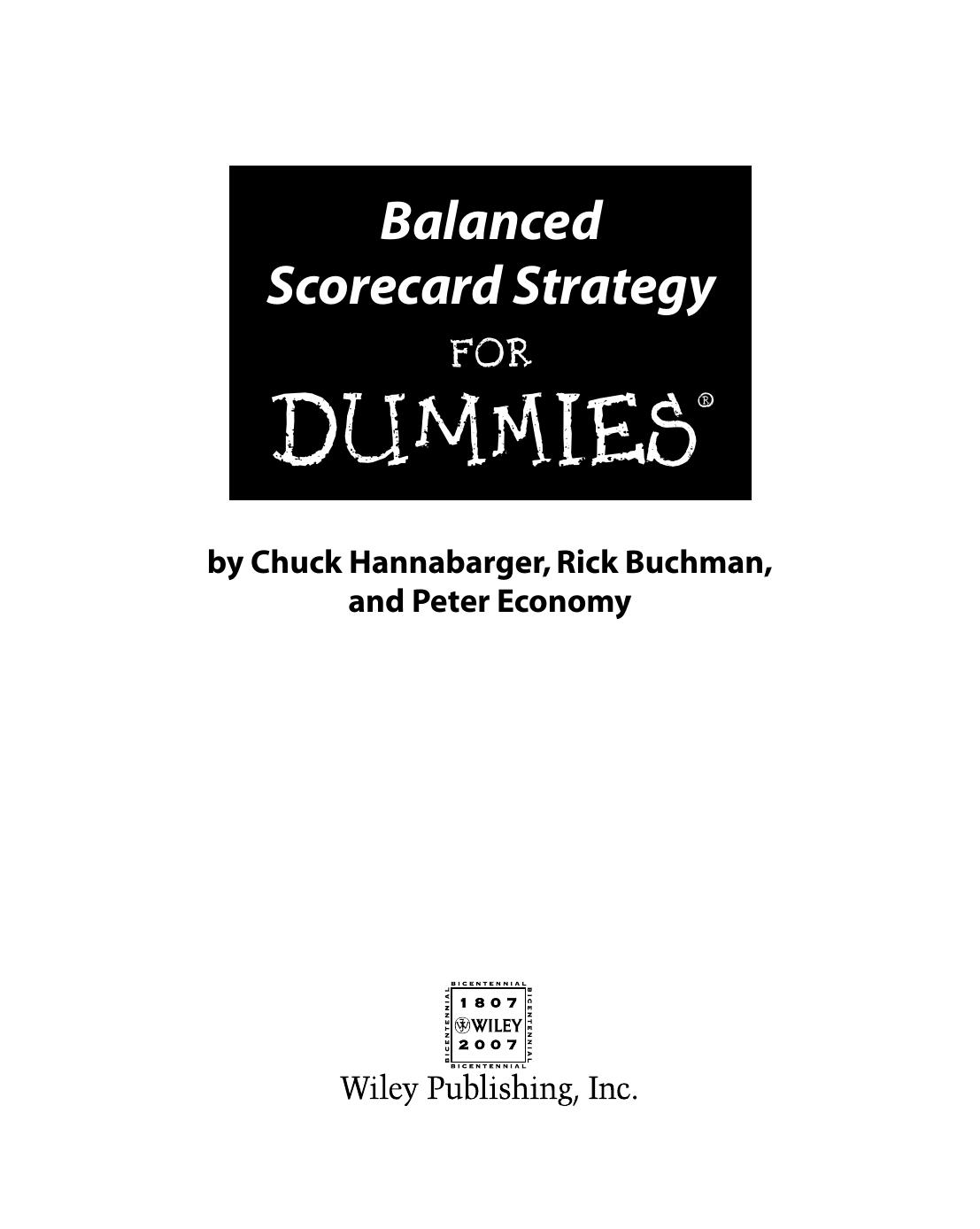 Balanced Scorecard Strategy for Dummies by Hannabarger Chuck