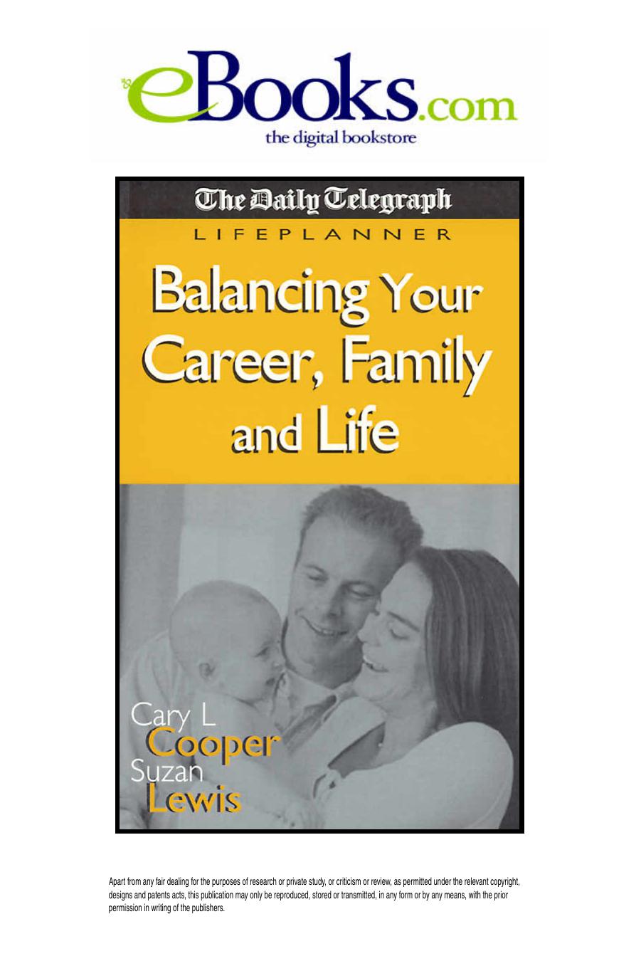 Balancing Your Career, Family and Life (Daily Telegraph Lifeplanner) by Cary Cooper Suzan Lewis