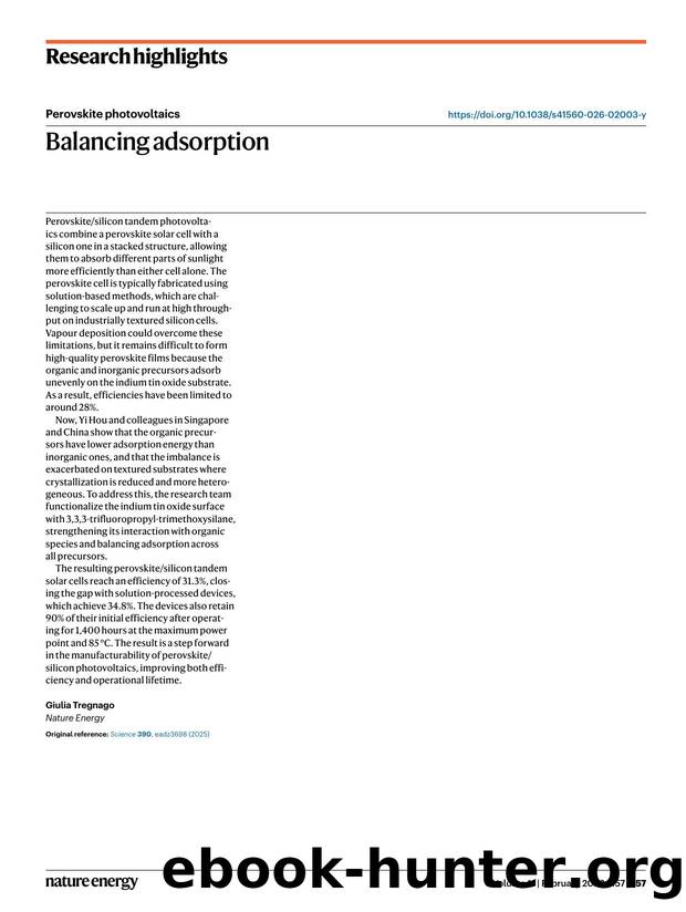 Balancing adsorption by Giulia Tregnago