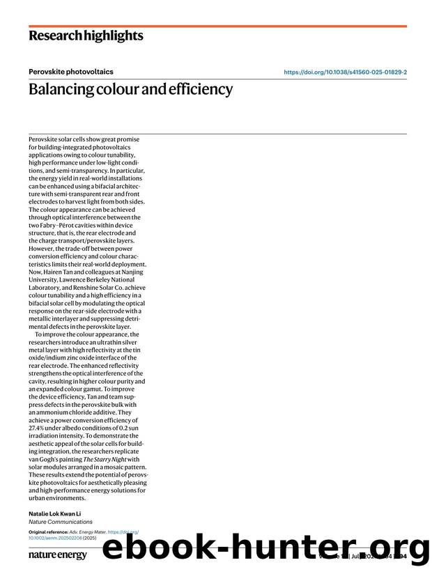Balancing colour and efficiency by Natalie Lok Kwan Li