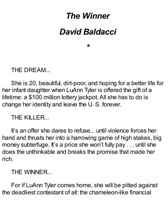 Baldacci, David - The Winner by Baldacci David