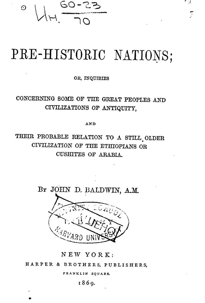 Baldwin J.D., BY JOHN D. Baldwin - Pre-historic nations by 1869