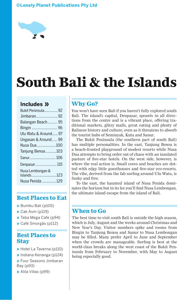 Bali & Lombok - South Bali & the Islands (Chapter) by Lonely Planet