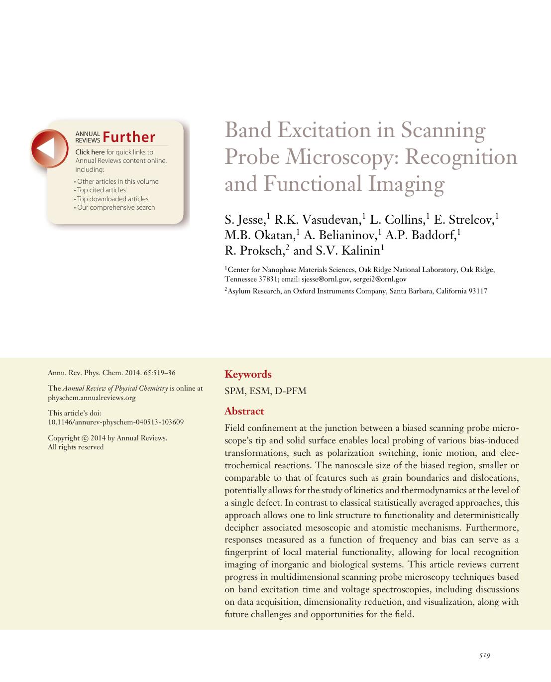 Band Excitation in Scanning Probe Microscopy: Recognition and Functional Imaging by unknow