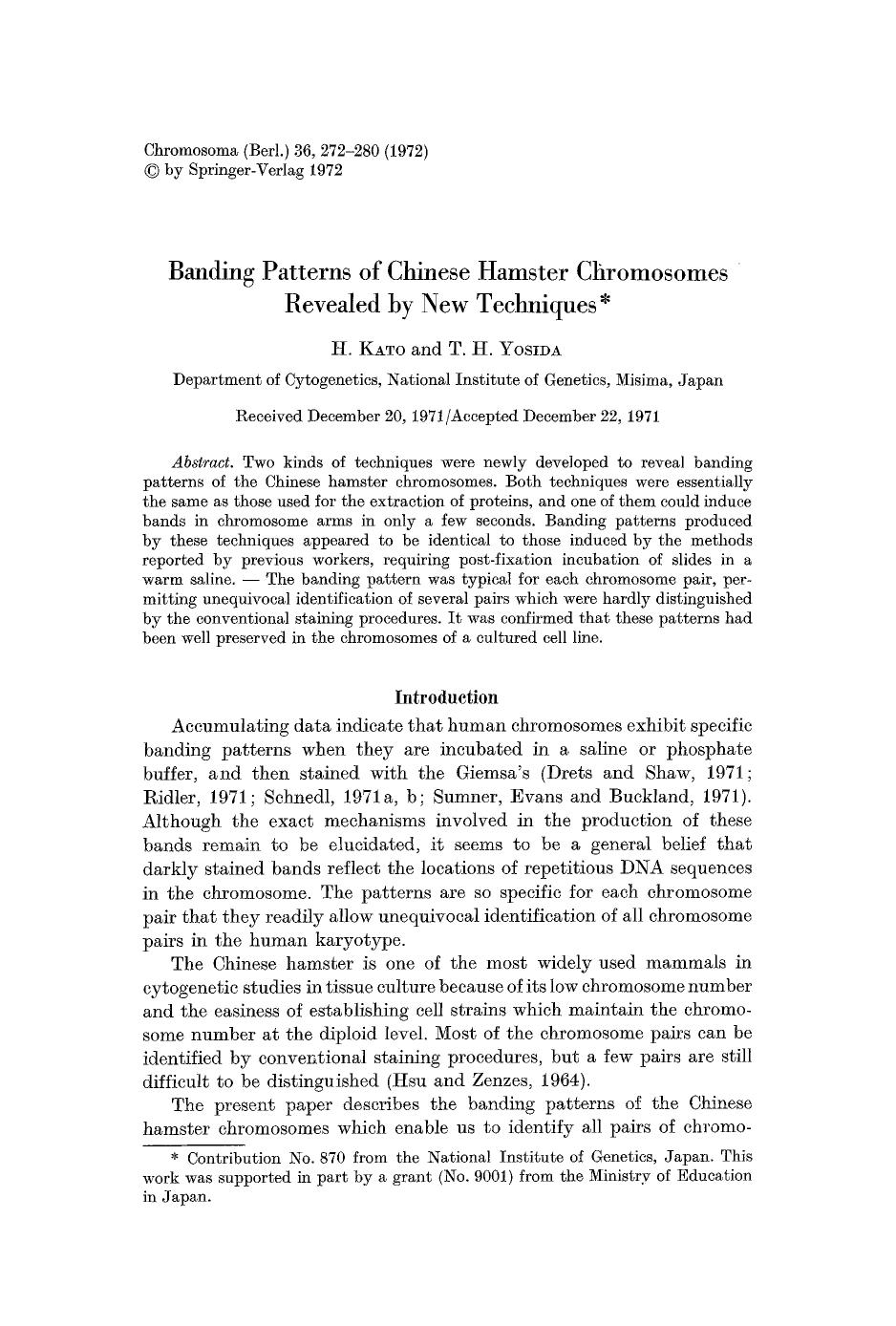 Banding patterns of Chinese hamster chromosomes revealed by new techniques by Unknown