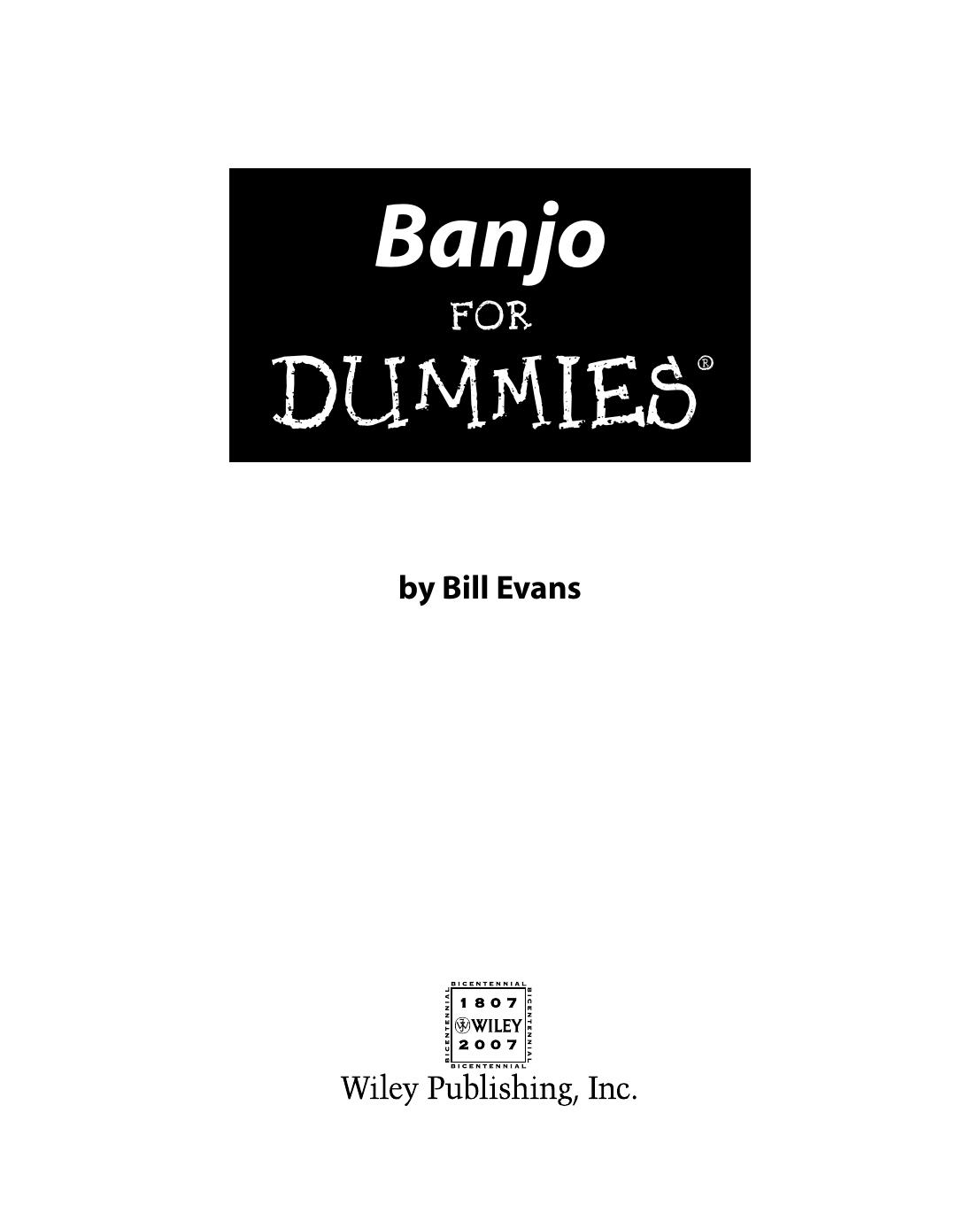 Banjo For Dummies by Bill Evans
