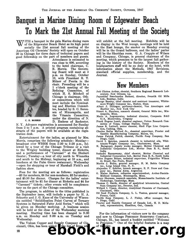Banquet in Marine dining room of Edgewater Beach to mark the 21st Annual Fall Meeting of the Society by Unknown