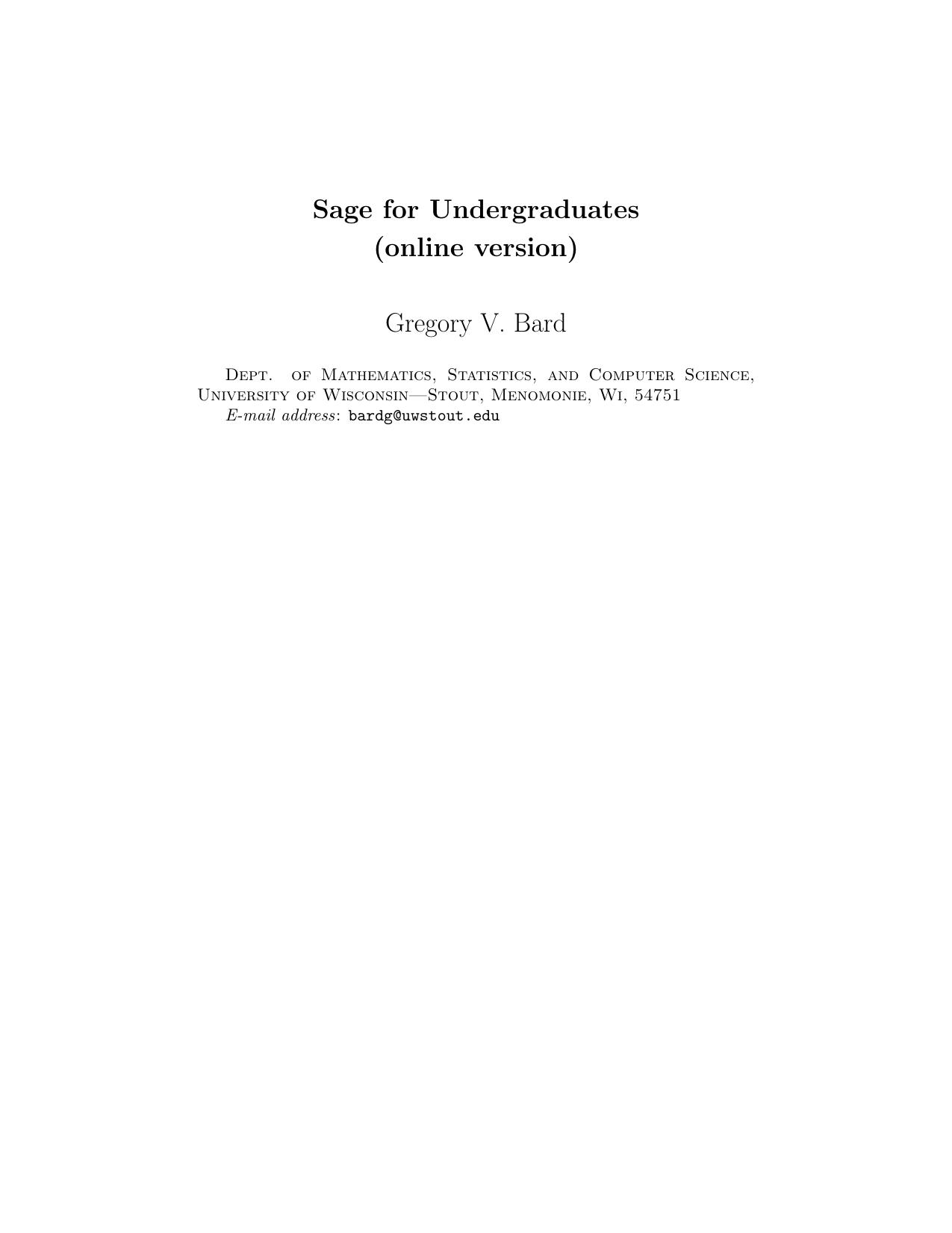 Bard by SAGE for Undergraduates