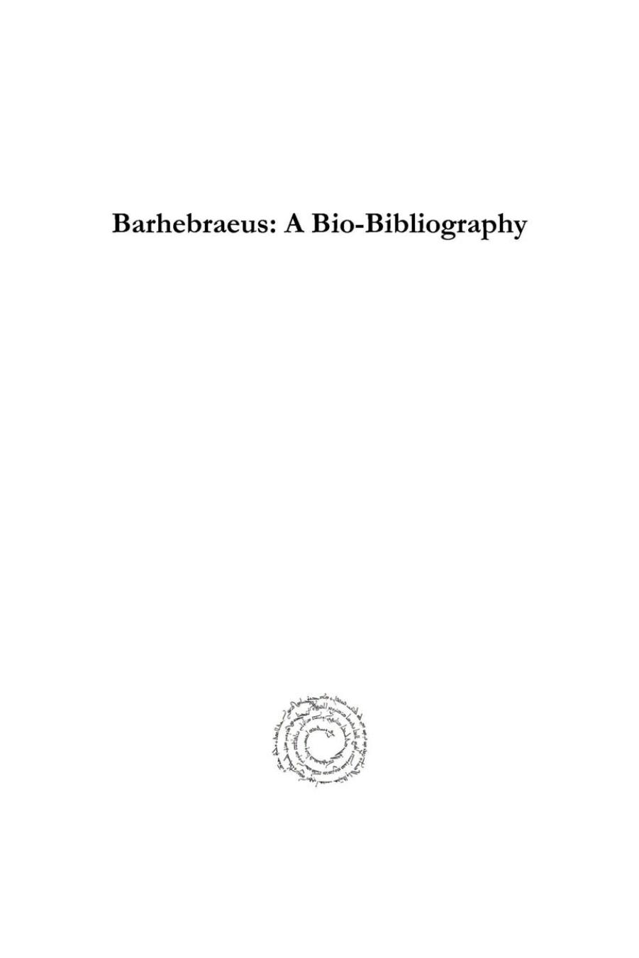 Barhebraeus: A Bio-Bibliography by Hidemi Takahashi