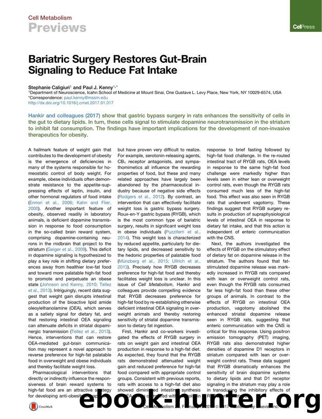 Bariatric Surgery Restores Gut-Brain Signaling to Reduce Fat Intake by Stephanie Caligiuri & Paul J. Kenny
