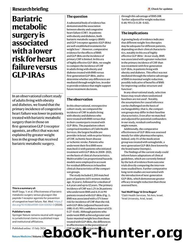Bariatric metabolic surgery is associated with a lower risk for heart failure versus GLP-1RAs by Unknown