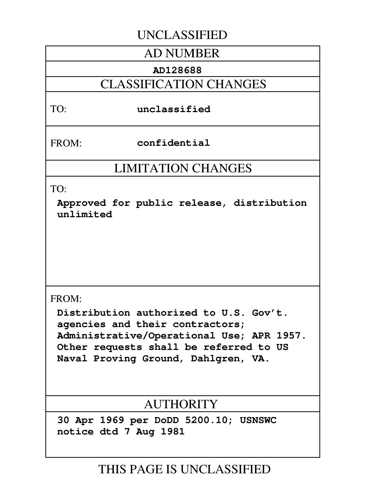 Barrel Life Test with NACO (Navy Cool) Propellant of 5/54 Caliber Barrel Mk 18 Mod 0 Serial No. 16182 by Duch J.W