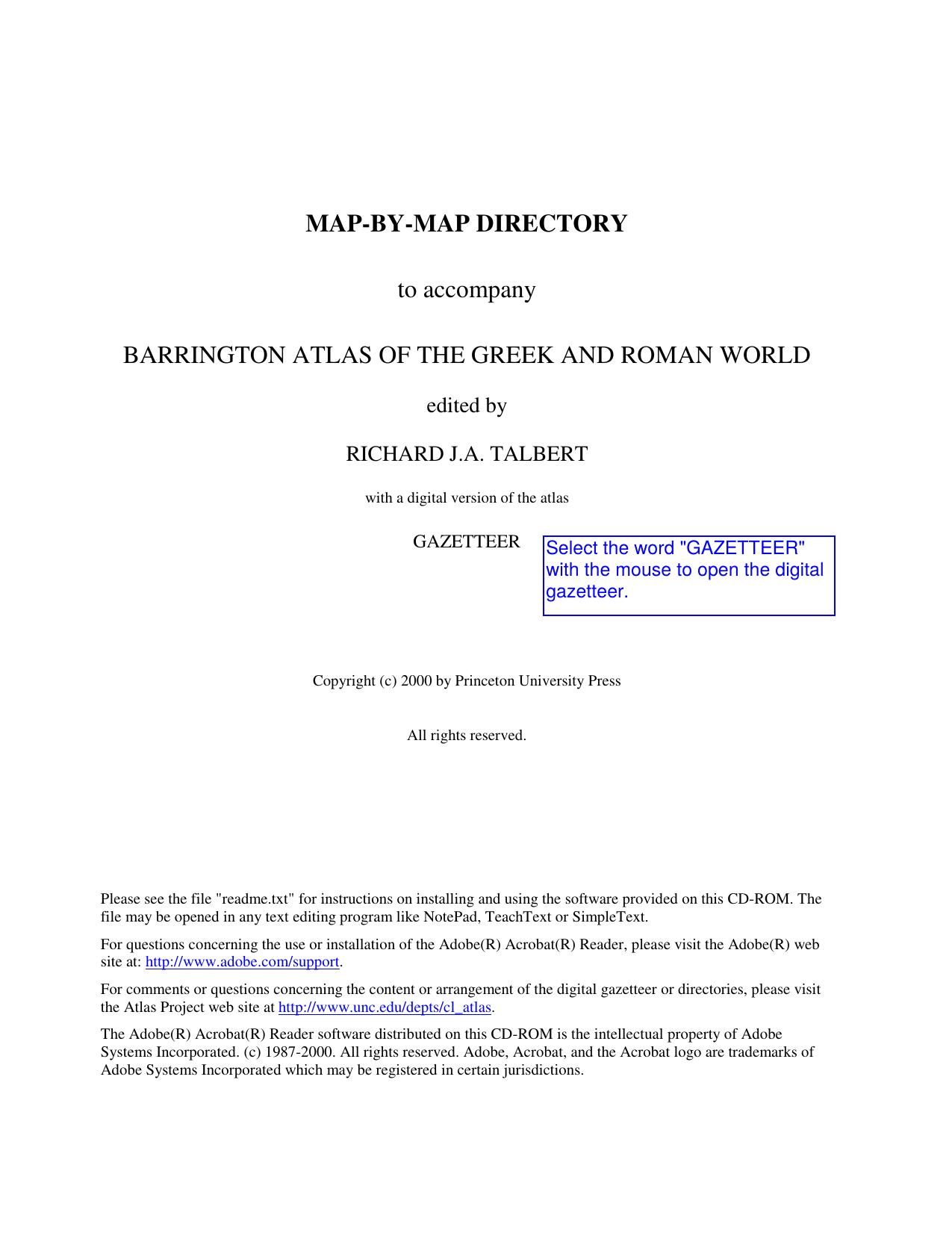 Barrington Atlas of the Greek and Roman World by Richard J. A. Talbert