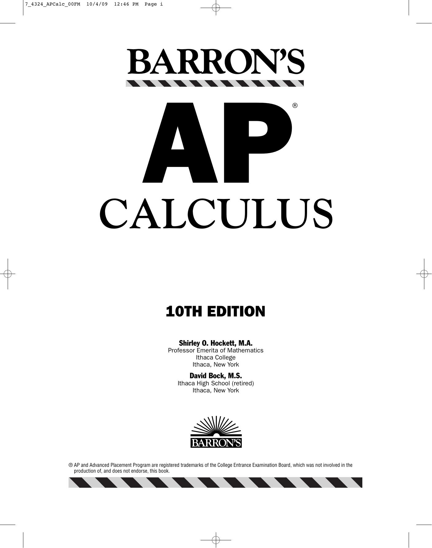 Barron's AP Calculus (2010) by Unknown