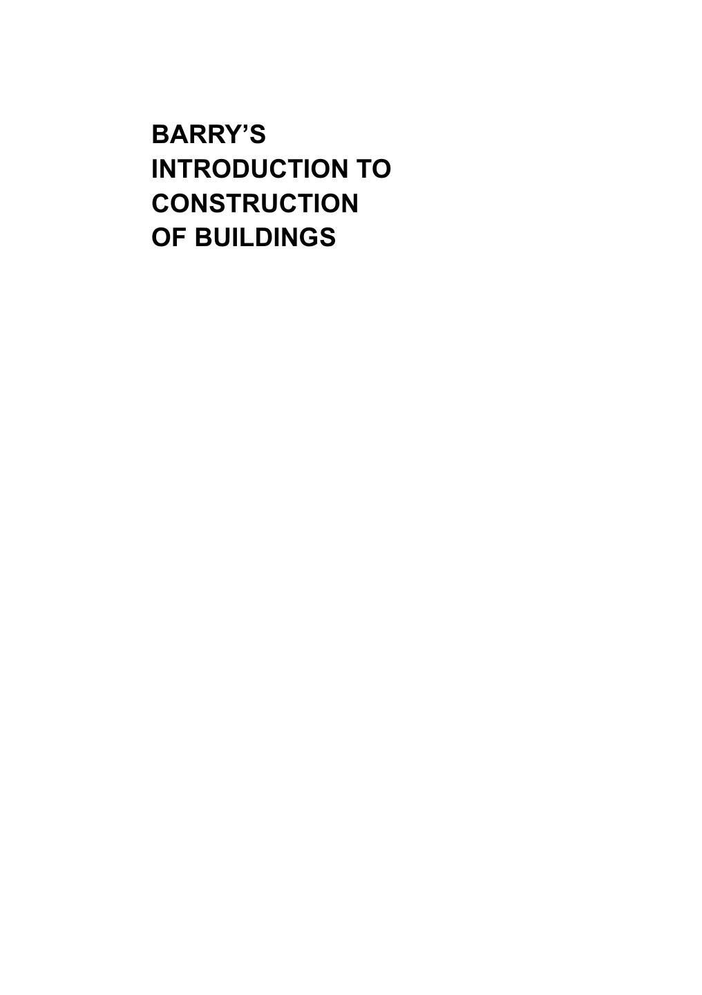 Barry's Introduction to Construction of Buildings by Stephen Emmitt