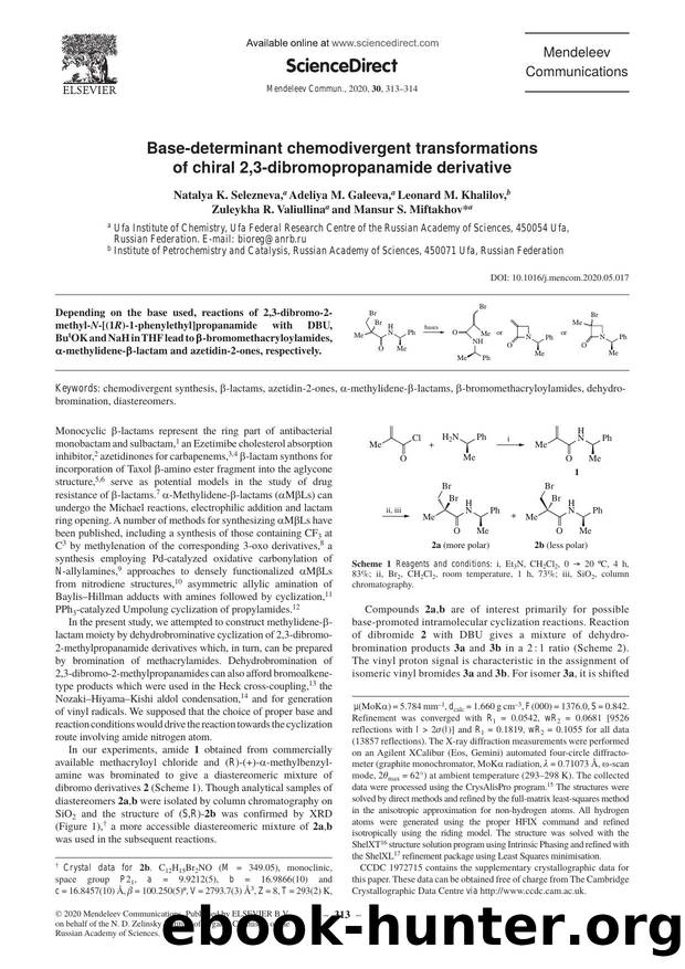 Base-determinant chemodivergent transformations of chiral 2,3-dibromopropanamide derivative by unknow