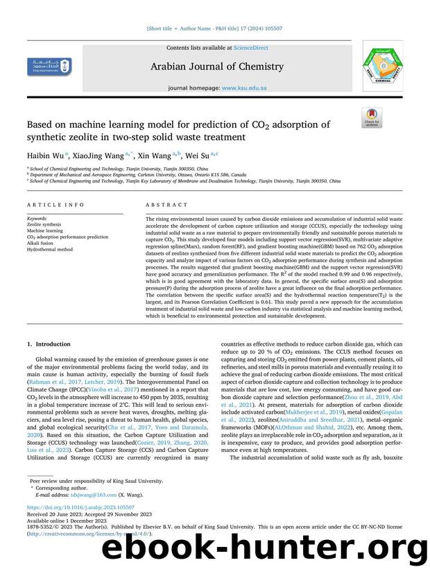 Based on machine learning model for prediction of CO2 adsorption of synthetic zeolite in two-step solid waste treatment by Haibin Wu & XiaoJing Wang & Xin Wang & Wei Su
