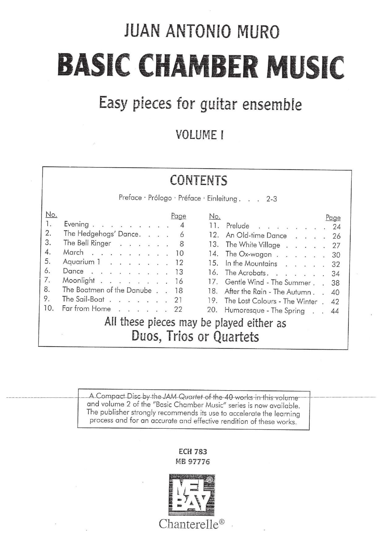Basic Chamber Music, Volume 1 Easy entertaining pieces for guitar ensemble by Muro Juan Antonio
