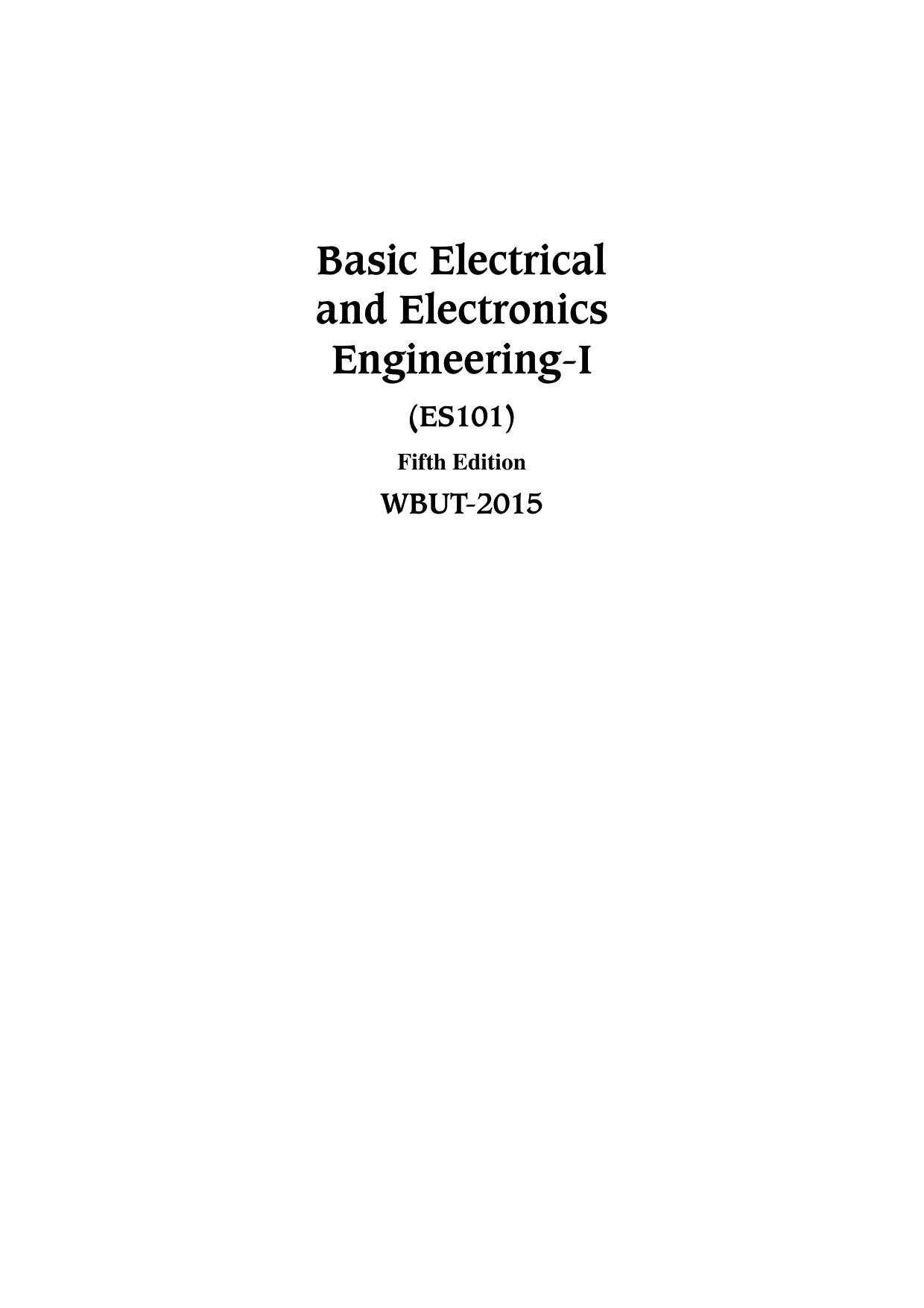Basic Electrical and Electronics Engineering-I (ES101) (WBUT-2015) by Abhijit Chakrabarti Sudipta Debnath