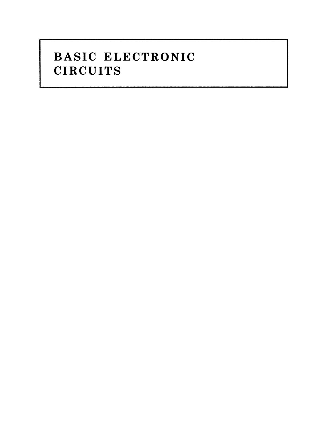 Basic Electronic Circuits by P. M. Buckley A. H. Hoskyns (auth.)