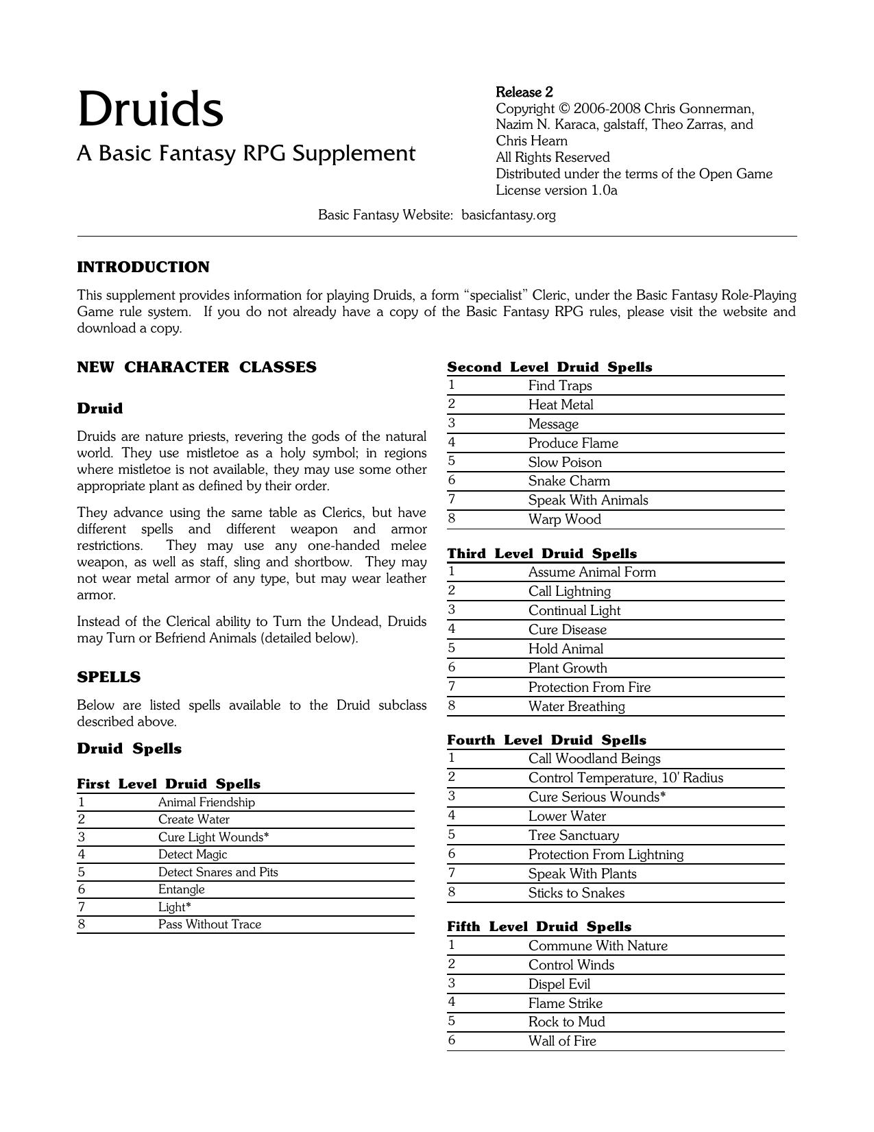 Basic Fantasy Druids by Chris Gonnerman