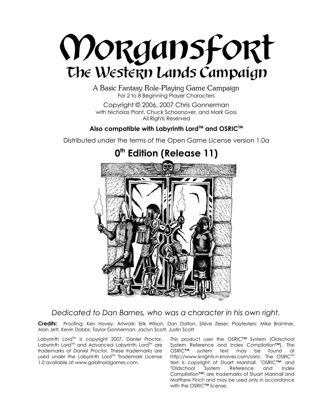 Basic Fantasy Morgansfort by Chris Gonnerman