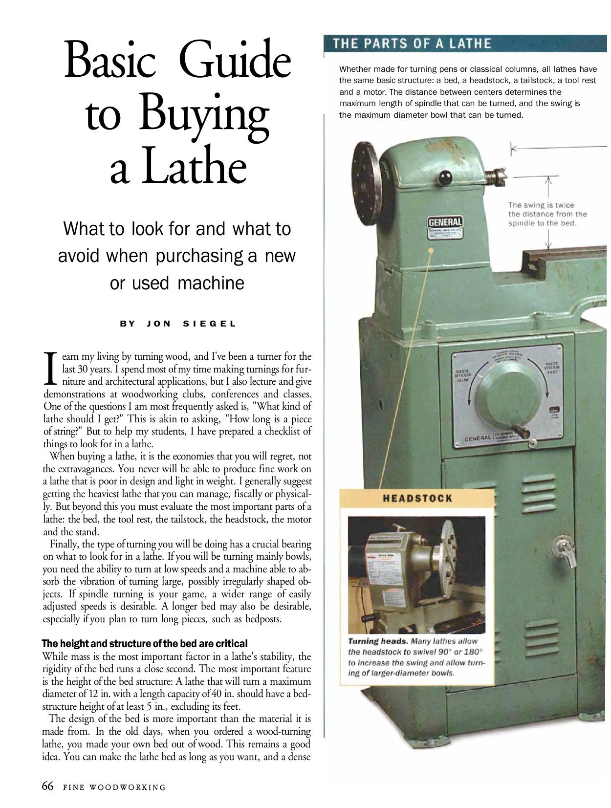Basic Guide to Buying a Lathe by Jon Siegel