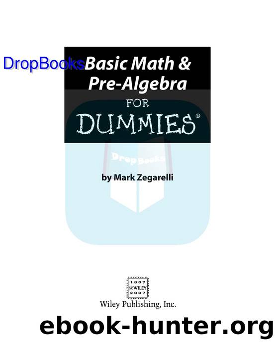 Basic Math  Pre-Algebra for Dummies ISBN by 0470135379 DropBooks APP
