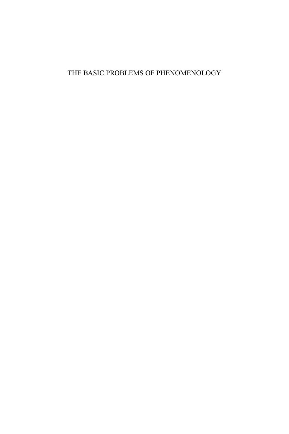 Basic Problems of Phenomenology by Edmund Husserl