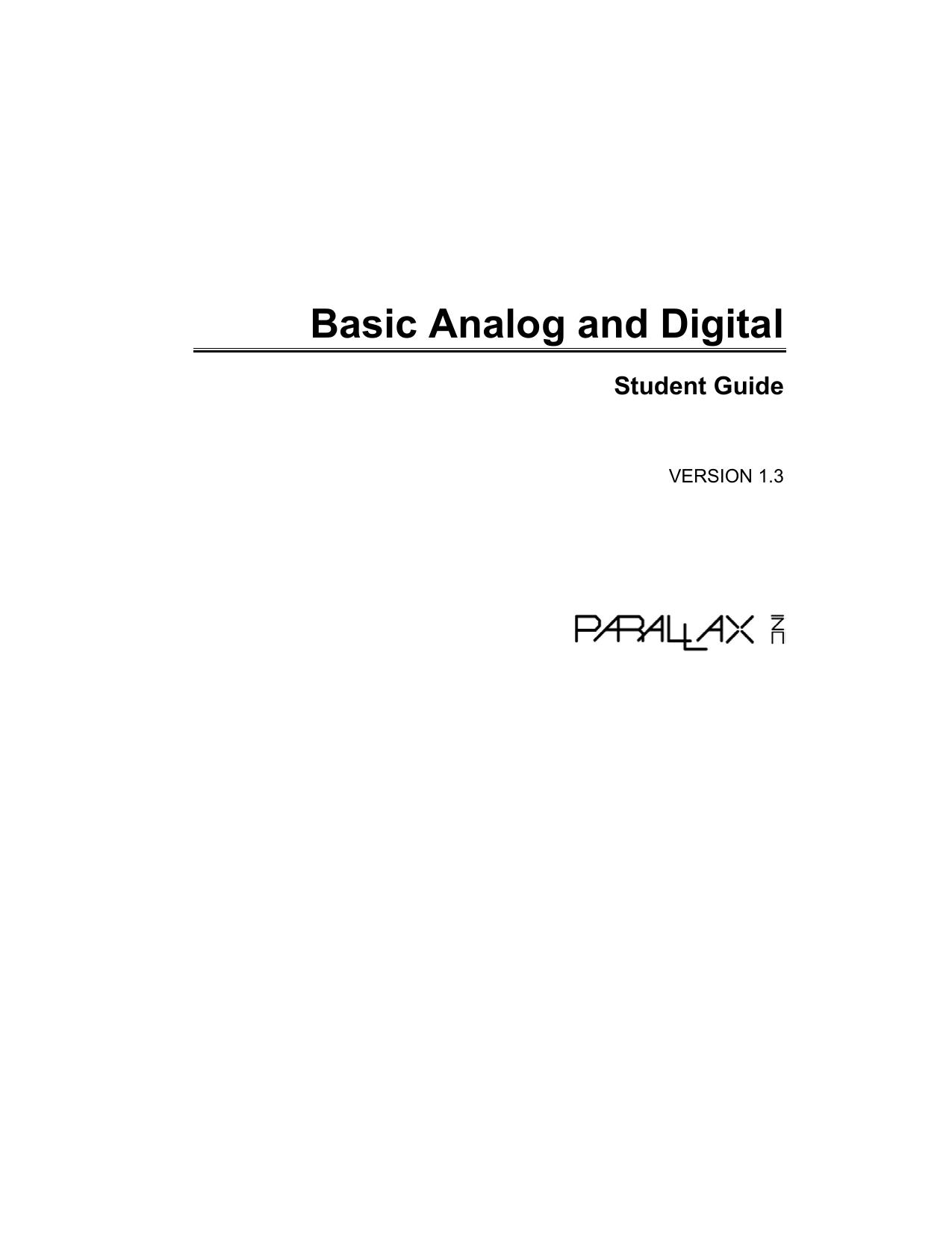 Basic analog and digital. Student guide, version 1.2 by Andy Lindsay