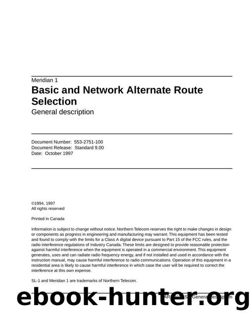 Basic and Network Alternate Route Selection general description titlecontents) by Unknown